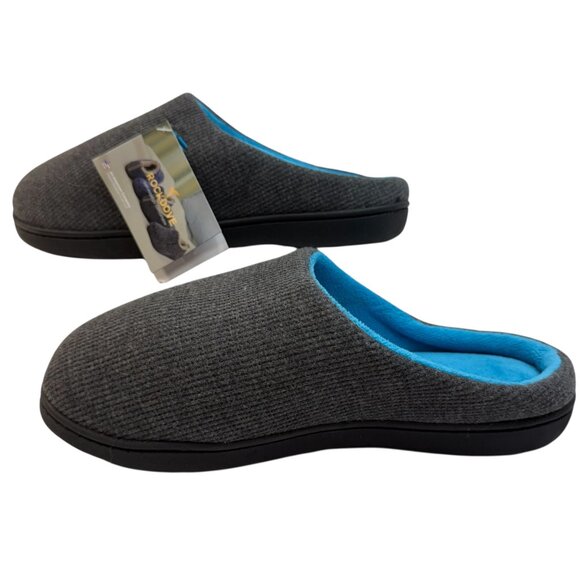 RockDove Two-Tone Men’s Memory Foam Slippers – Gray/Blue – Size Men's 7-8 Cozy - Picture 2 of 11